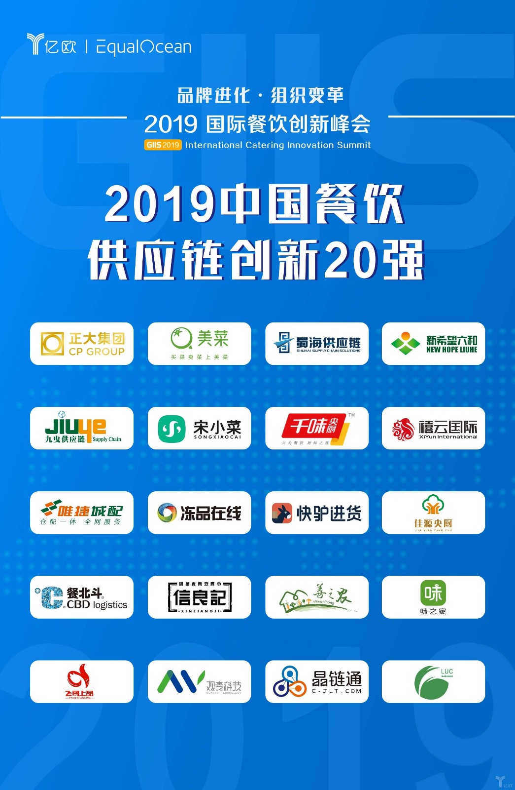 "2019中国餐饮供应链创新20强"旨在表彰在餐饮行业内不断推进从农田到